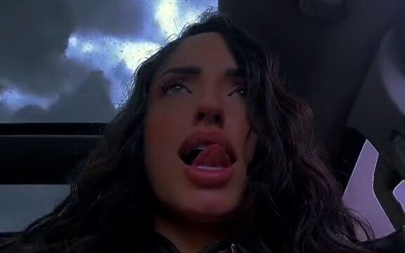 Maleja Gutierrez nude show tits in the car